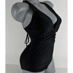 Holipick Women’s One Piece Swim Suit V Neck Straps Size Medium Black